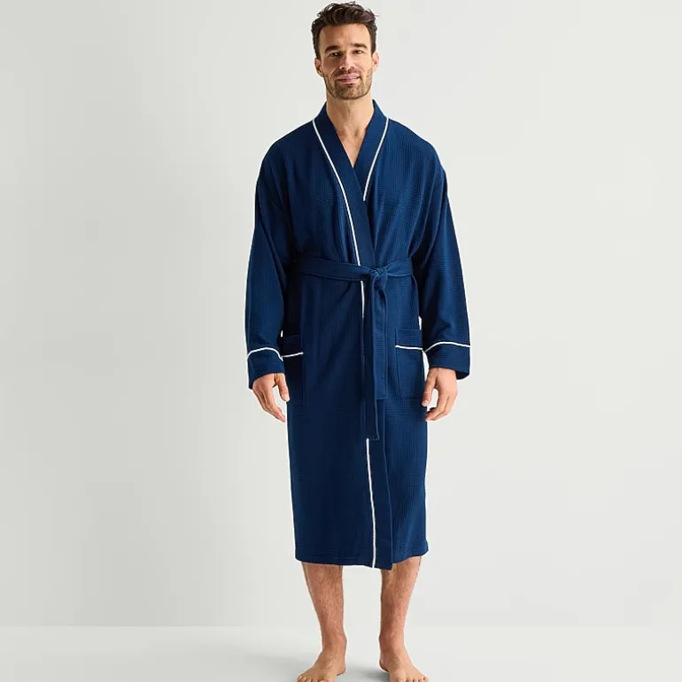 Stafford Waffle One Size Mens Waffle Long Sleeve Long Length Robe