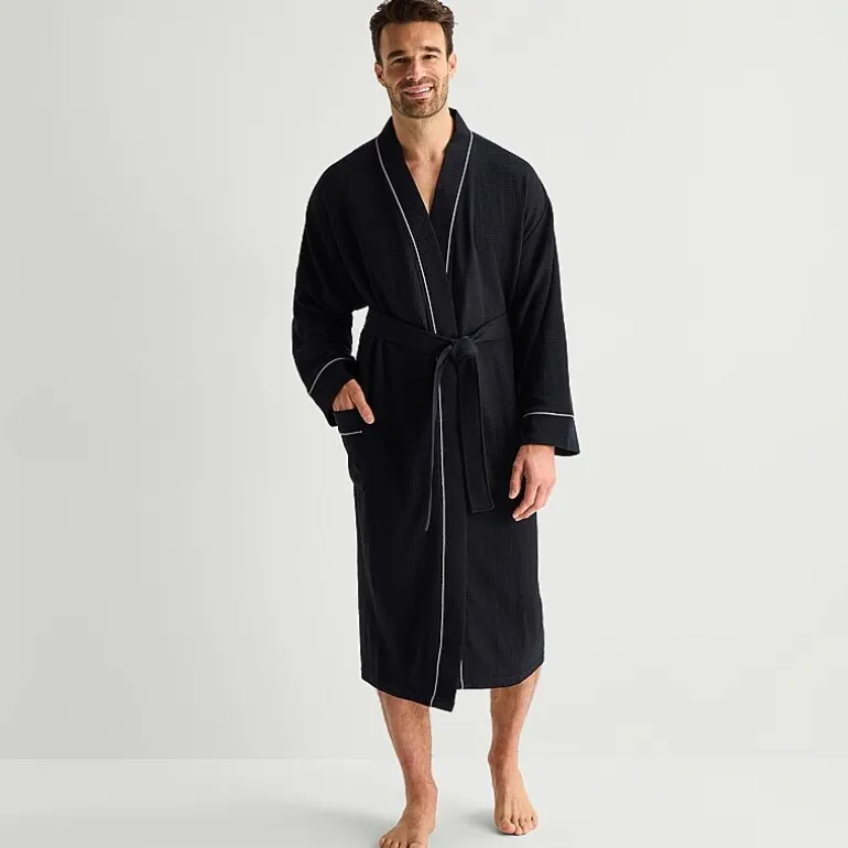 Stafford Waffle One Size Mens Waffle Long Sleeve Long Length Robe
