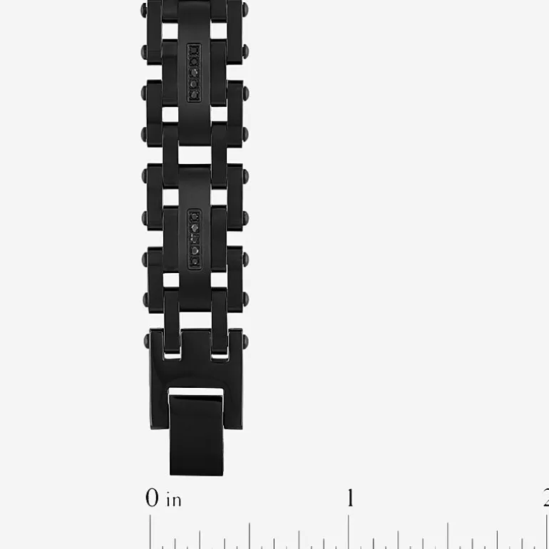Stainless Steel 1/7 CT. T.W. Natural White Diamond 8 1/2 Inch Solid Link Link Bracelet