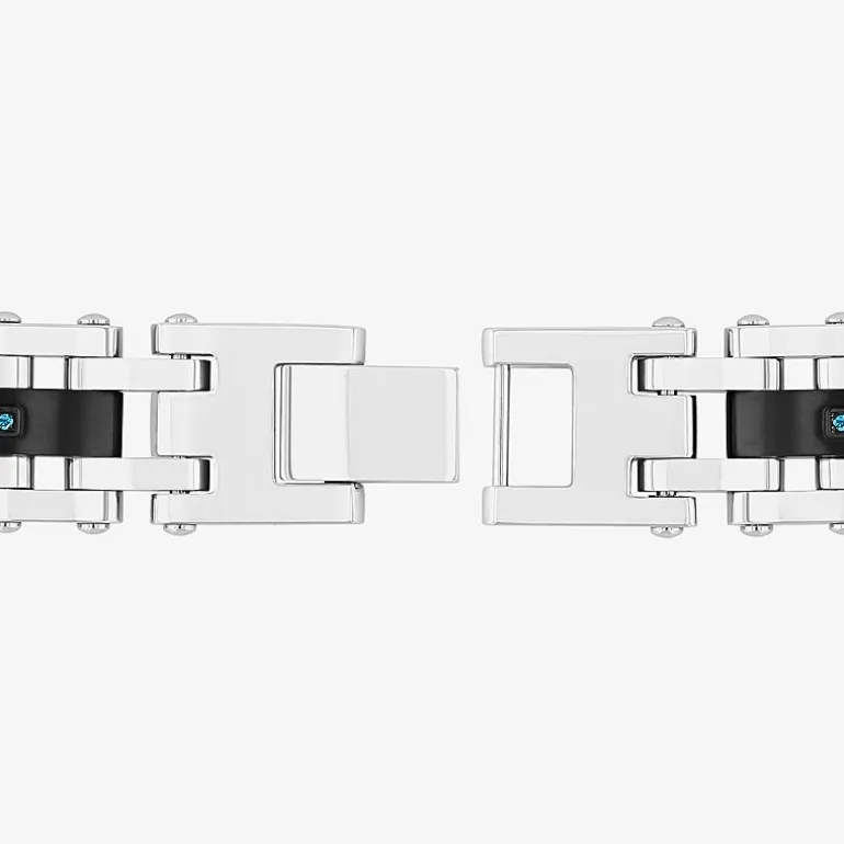 Stainless Steel 1/7 CT. T.W. Natural White Diamond 8 1/2 Inch Solid Link Link Bracelet