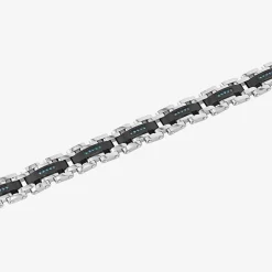 Stainless Steel 1/7 CT. T.W. Natural White Diamond 8 1/2 Inch Solid Link Link Bracelet
