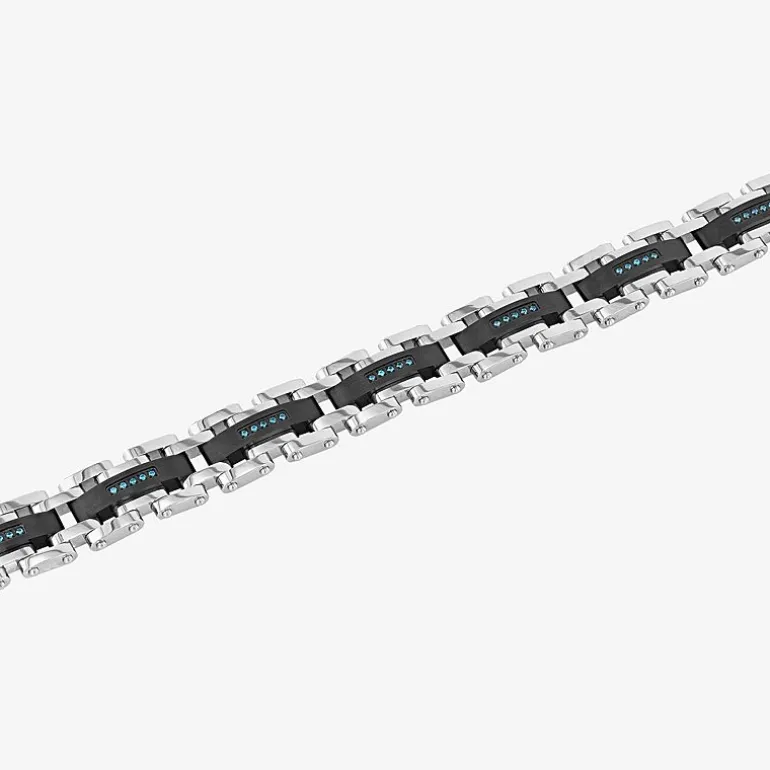 Stainless Steel 1/7 CT. T.W. Natural White Diamond 8 1/2 Inch Solid Link Link Bracelet
