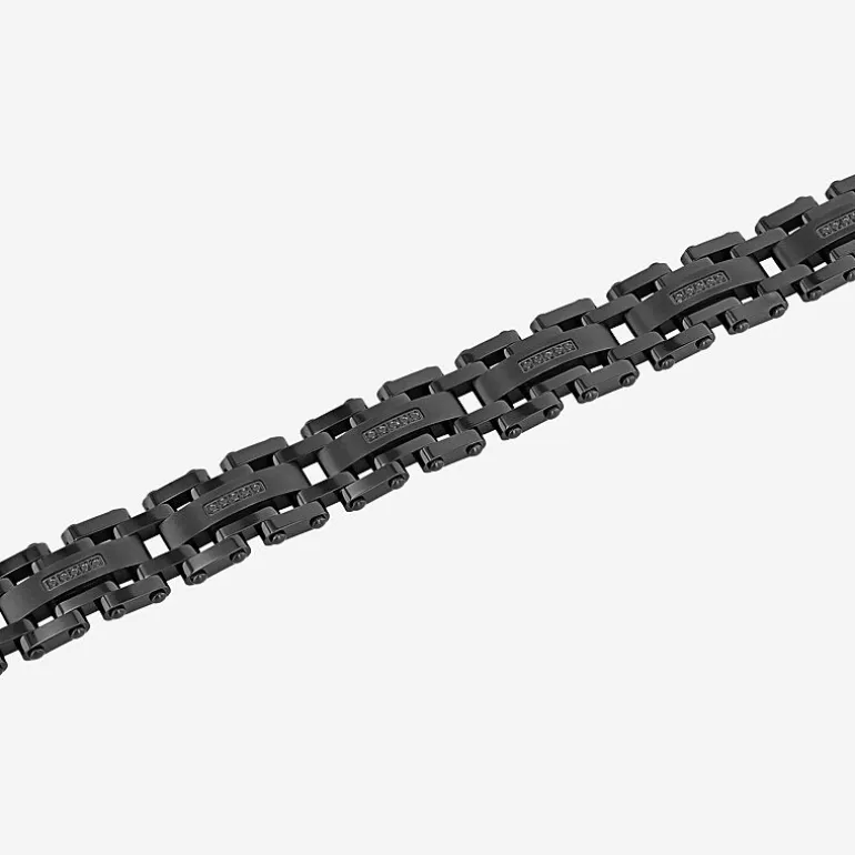 Stainless Steel 1/7 CT. T.W. Natural White Diamond 8 1/2 Inch Solid Link Link Bracelet