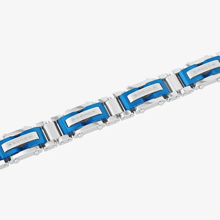 Stainless Steel (G-H / I1) 3/8 CT. T.W. Lab Grown White Diamond Solid Link Bracelet