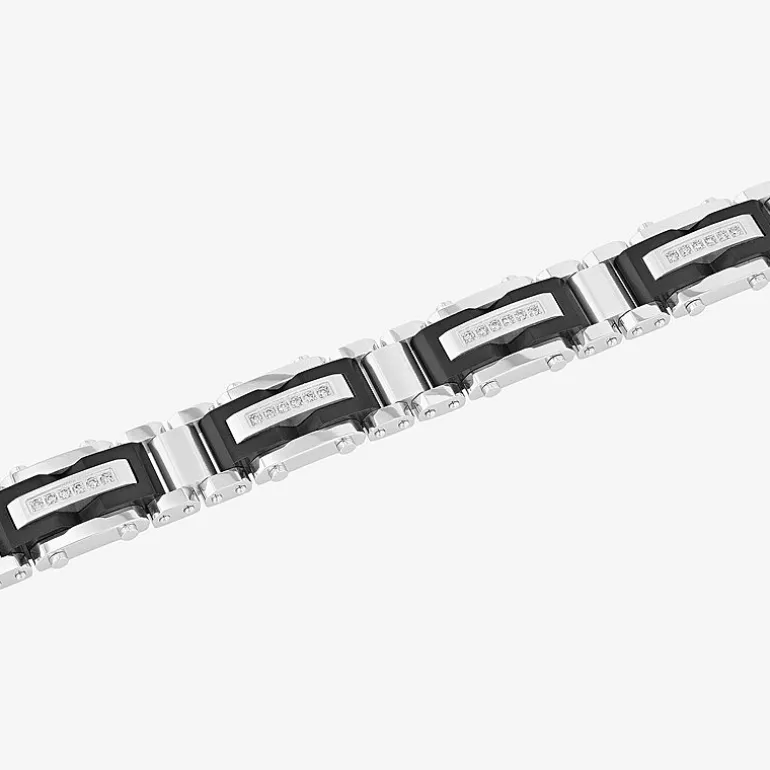 Stainless Steel (G-H / I1) 3/8 CT. T.W. Lab Grown White Diamond Solid Link Bracelet
