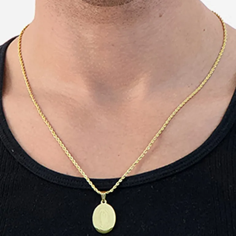 Steeltime Lady Of Guadalupe Mens 18K Gold Over Stainless Steel Oval Hypoallergenic 18 Inch Pendant Necklace