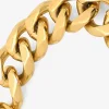 Steeltime Mens 18K Gold Over Stainless Steel Solid Curb Id Bracelet