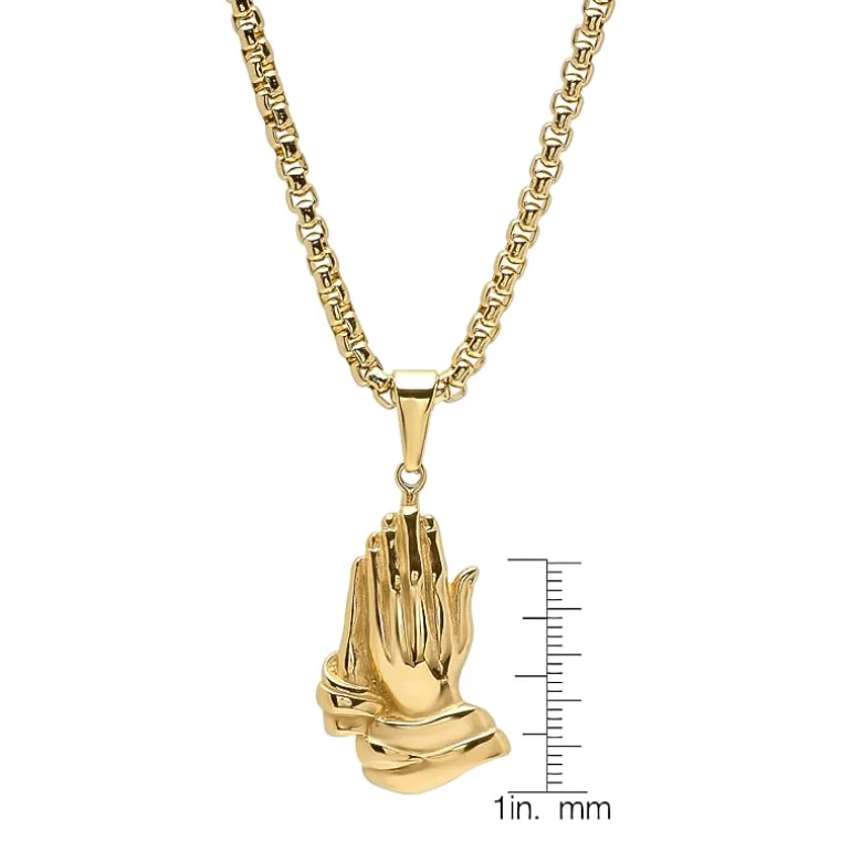 Steeltime Mens 18K Gold Over Stainless Steel 24 Inch Pendant Necklace