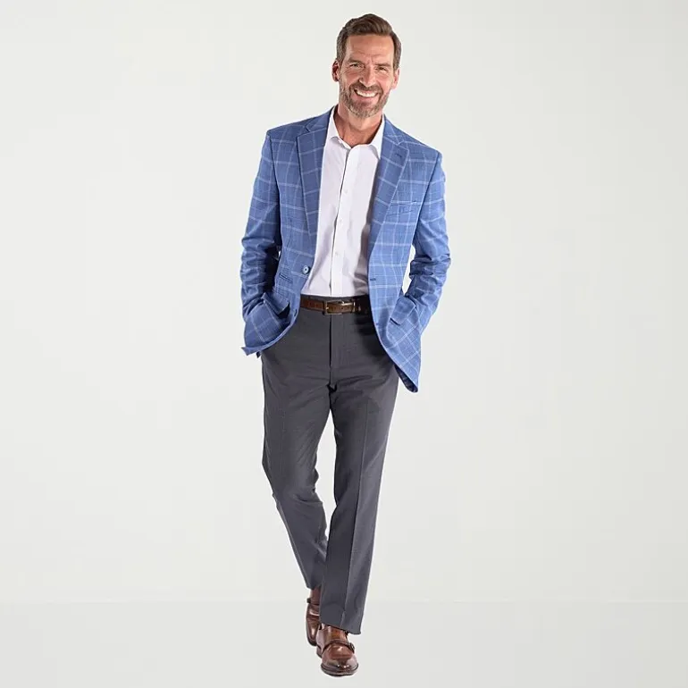 Steve Harvey Mens Plaid Regular Fit Sport Coat