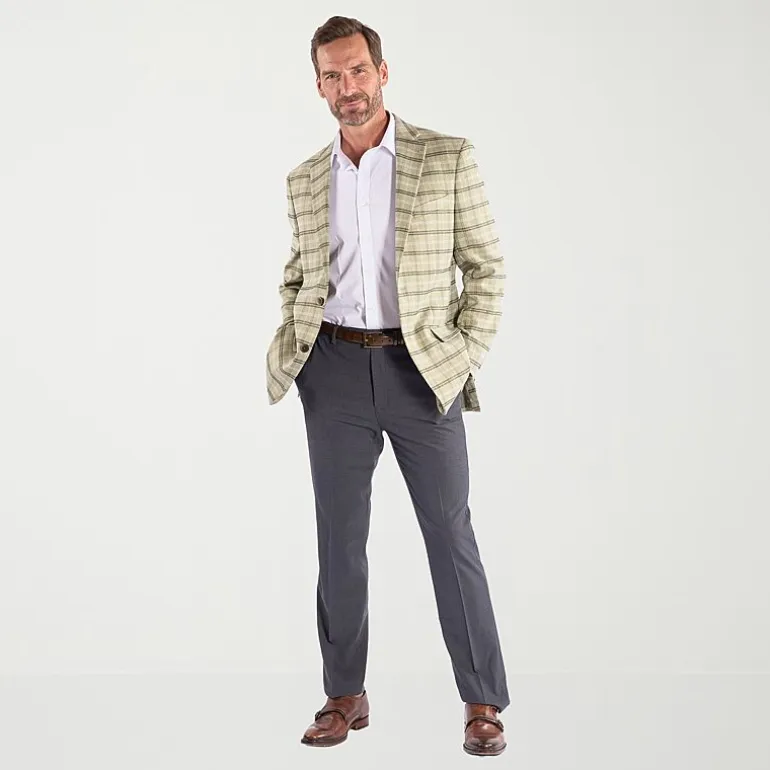 Steve Harvey Mens Plaid Regular Fit Sport Coat