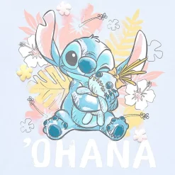 Stitch Boyfriend Tee Womens Juniors Crew Neck Short Sleeve Loose Fit Graphic T-Shirt