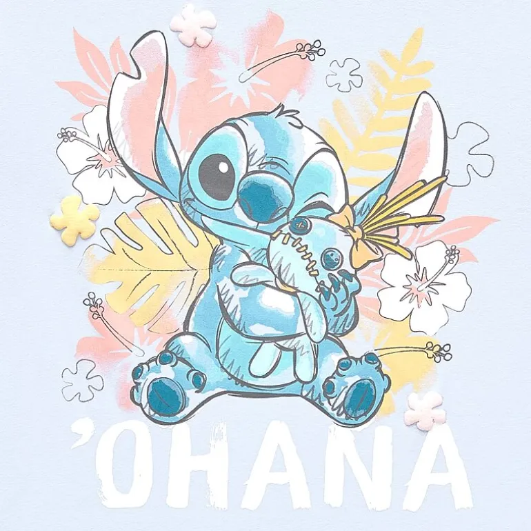 Stitch Boyfriend Tee Womens Juniors Crew Neck Short Sleeve Loose Fit Graphic T-Shirt