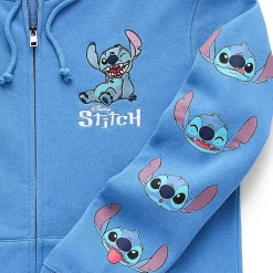 Stitch Cosplay Full Zip Womens Juniors Long Sleeve Embroidered Zipper Hoodie