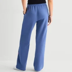 Stitch Sweatpant Womens Juniors Wide Leg Mid Rise Fleece Sweatpant