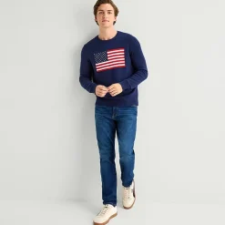 St. John's Bay Americana Mens Crew Neck Long Sleeve Pullover Sweater