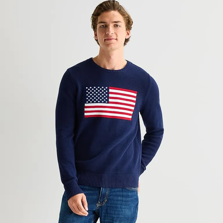 St. John's Bay Americana Mens Crew Neck Long Sleeve Pullover Sweater