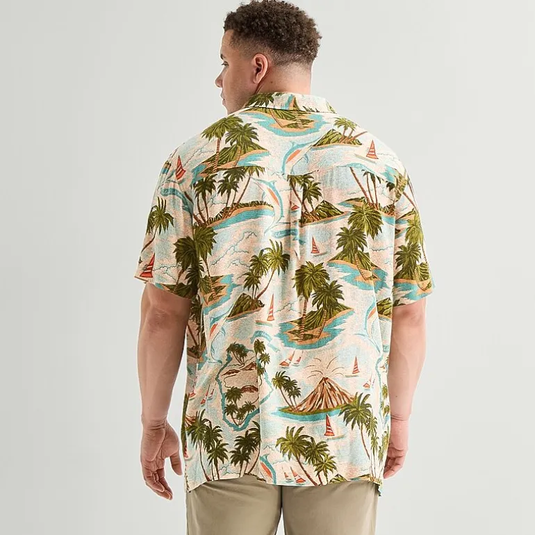 St. John's Bay Button-Down Mens Short Sleeve Big and Tall Camp Shirt