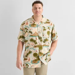 St. John's Bay Button-Down Mens Short Sleeve Big and Tall Camp Shirt
