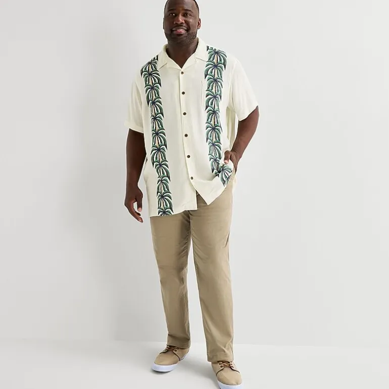 St. John's Bay Button-Down Mens Short Sleeve Big and Tall Camp Shirt