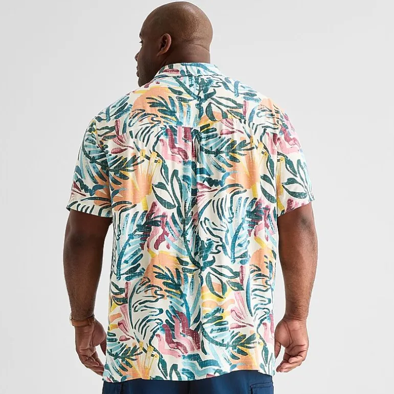 St. John's Bay Button-Down Mens Short Sleeve Big and Tall Camp Shirt