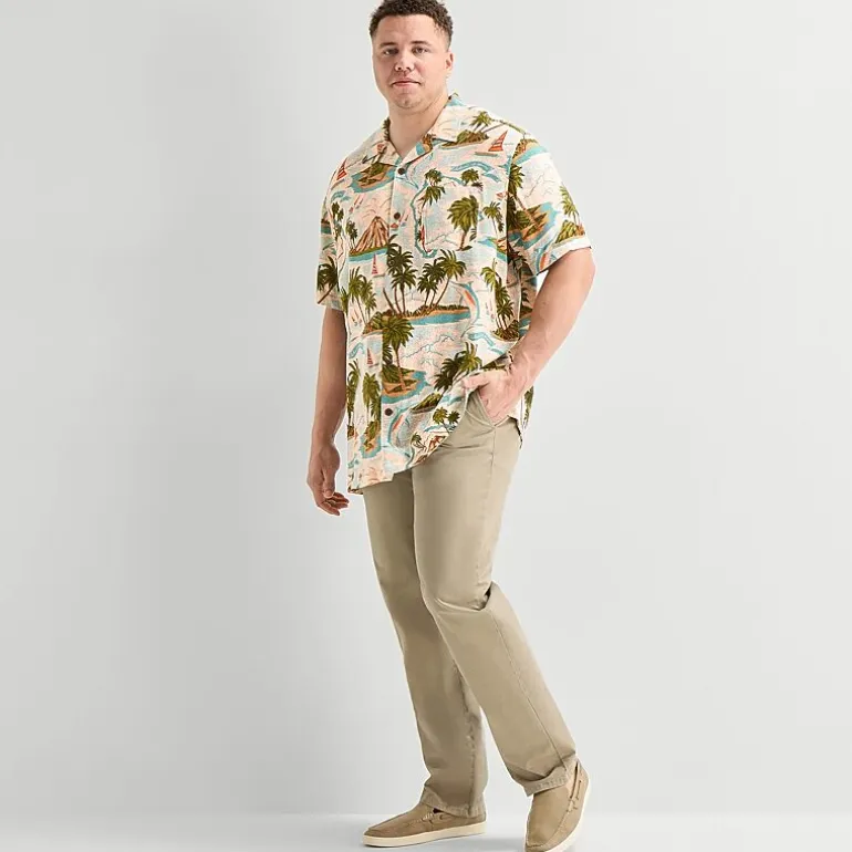 St. John's Bay Button-Down Mens Short Sleeve Big and Tall Camp Shirt