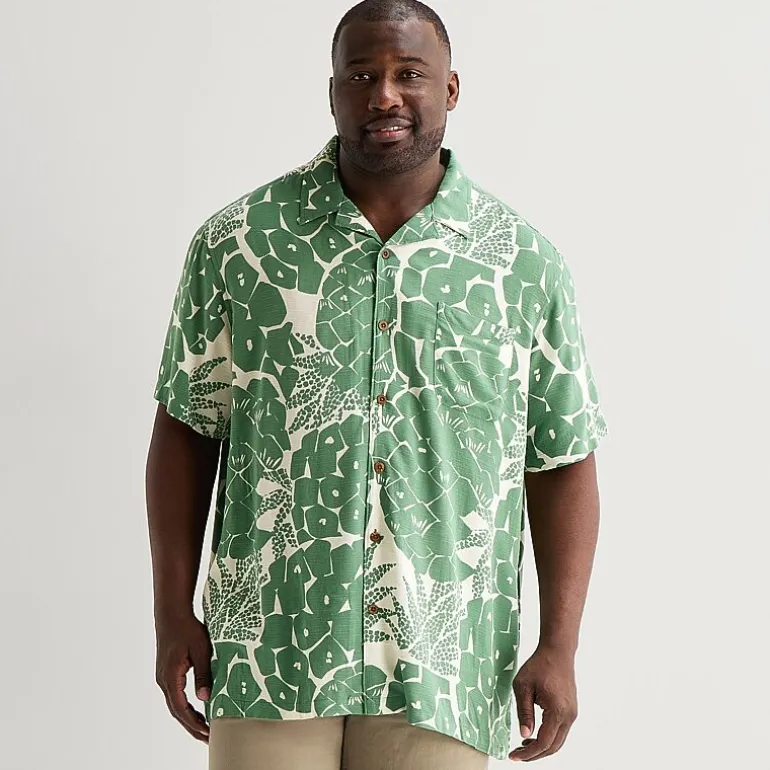 St. John's Bay Button-Down Mens Short Sleeve Big and Tall Camp Shirt
