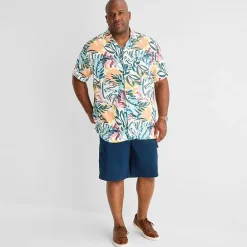 St. John's Bay Button-Down Mens Short Sleeve Big and Tall Camp Shirt