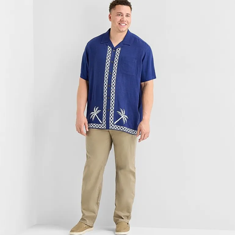 St. John's Bay Button-Down Mens Short Sleeve Big and Tall Camp Shirt