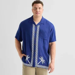 St. John's Bay Button-Down Mens Short Sleeve Big and Tall Camp Shirt