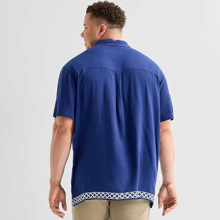St. John's Bay Button-Down Mens Short Sleeve Big and Tall Camp Shirt