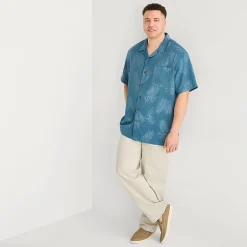 St. John's Bay Button-Down Mens Short Sleeve Big and Tall Camp Shirt