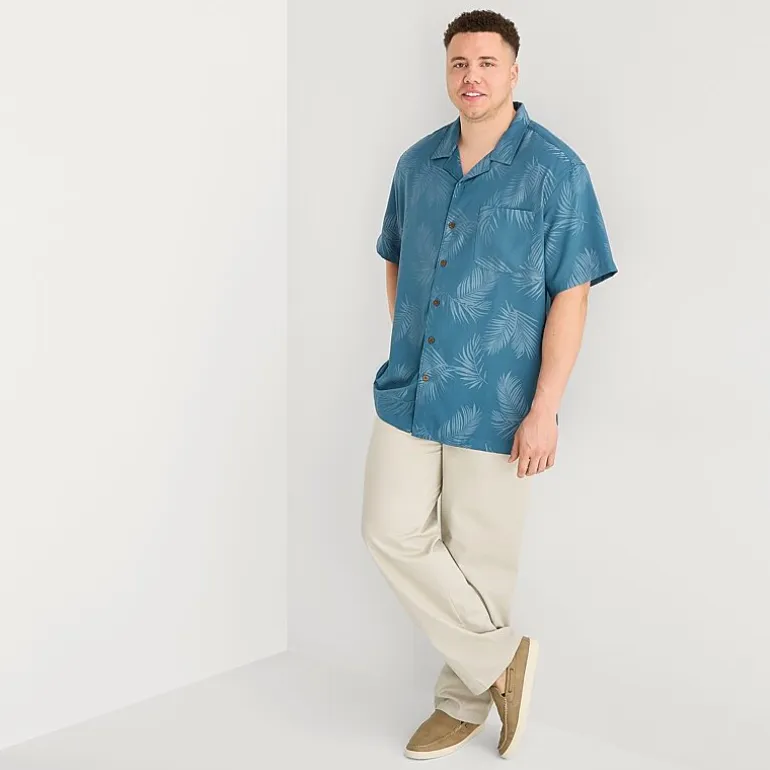 St. John's Bay Button-Down Mens Short Sleeve Big and Tall Camp Shirt