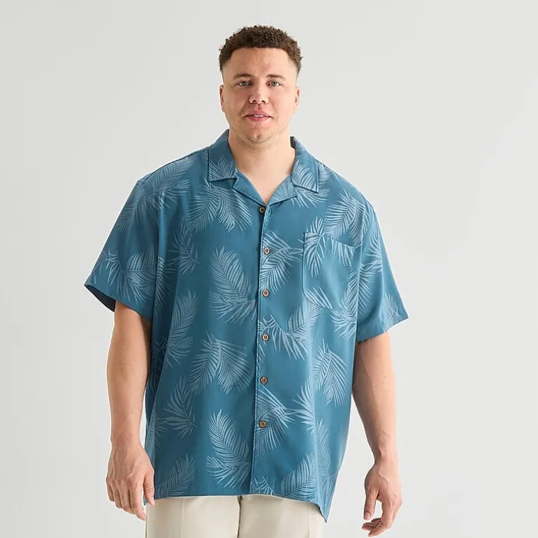 St. John's Bay Button-Down Mens Short Sleeve Big and Tall Camp Shirt
