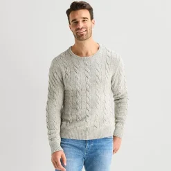 St. John's Bay Cable Mens Crew Neck Long Sleeve Pullover Sweater
