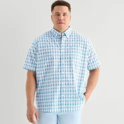 St. John's Bay Chambray Mens Short Sleeve Classic Fit Big and Tall Button-Down Shirt