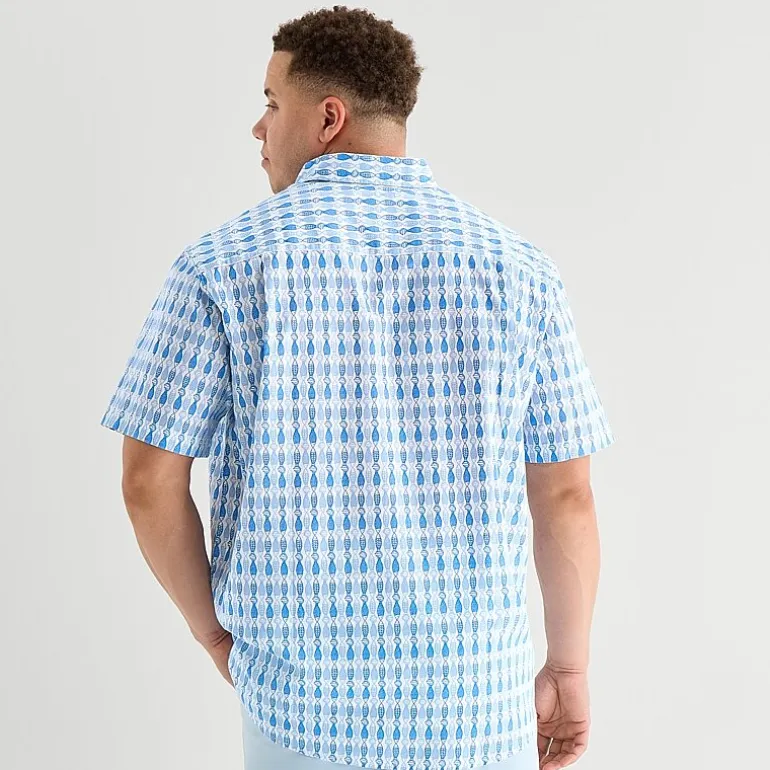 St. John's Bay Chambray Mens Short Sleeve Classic Fit Big and Tall Button-Down Shirt