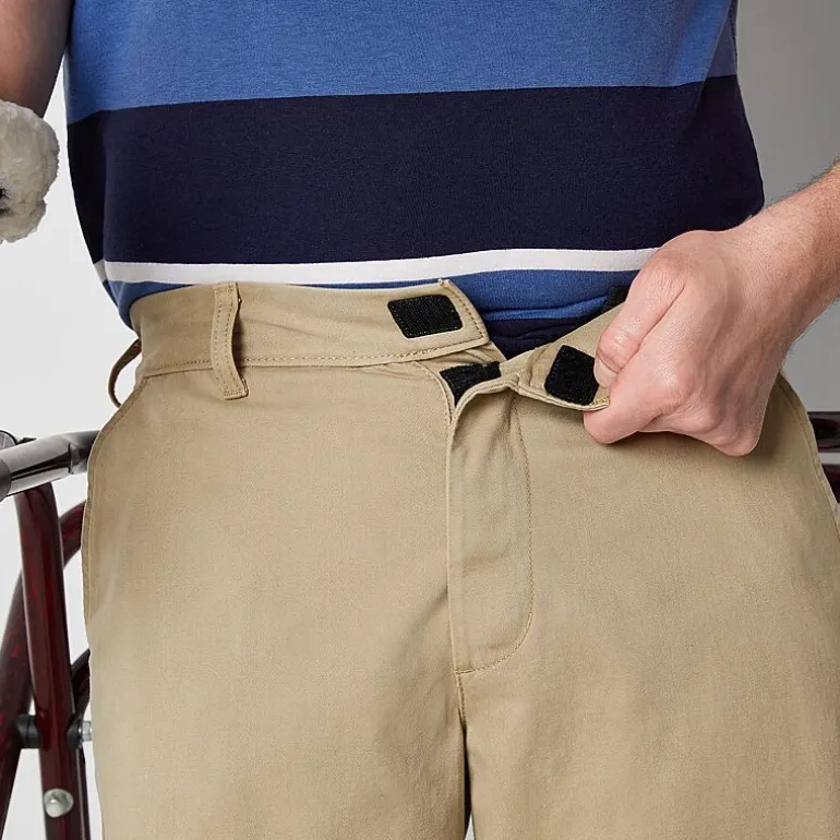 St. John's Bay Dexterity Mens 10" Adaptive Stretch Fabric Adjustable Features Easy-on + Easy-off Chino Short