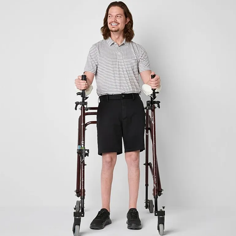 St. John's Bay Dexterity Mens 10" Adaptive Stretch Fabric Adjustable Features Easy-on + Easy-off Chino Short