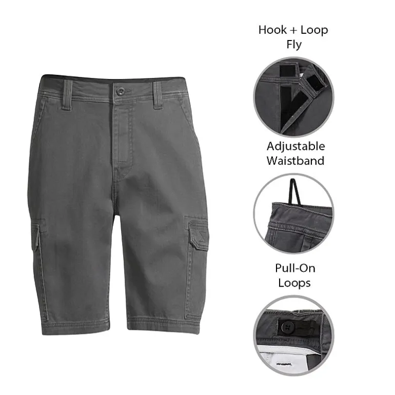 St. John's Bay Dexterity Mens 10" Adaptive Stretch Fabric Adjustable Features Easy-on + Easy-off Cargo Short