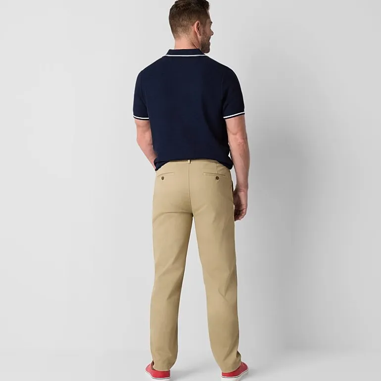 St. John's Bay Dexterity Stretch Chino Mens Adaptive Adjustable Features Easy-on + Easy-off Straight Fit Flat Front Pant