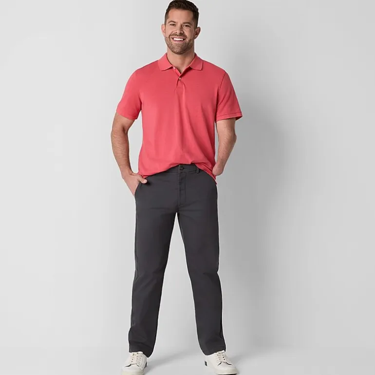 St. John's Bay Dexterity Stretch Chino Mens Adaptive Adjustable Features Easy-on + Easy-off Straight Fit Flat Front Pant