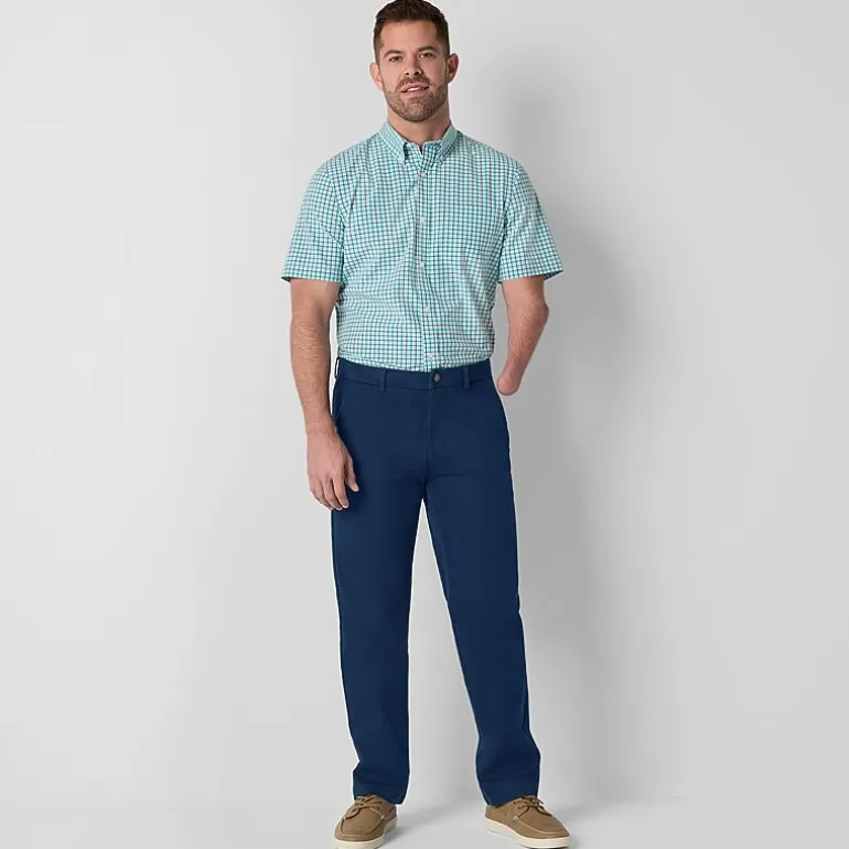 St. John's Bay Dexterity Stretch Chino Mens Adaptive Adjustable Features Easy-on + Easy-off Straight Fit Flat Front Pant