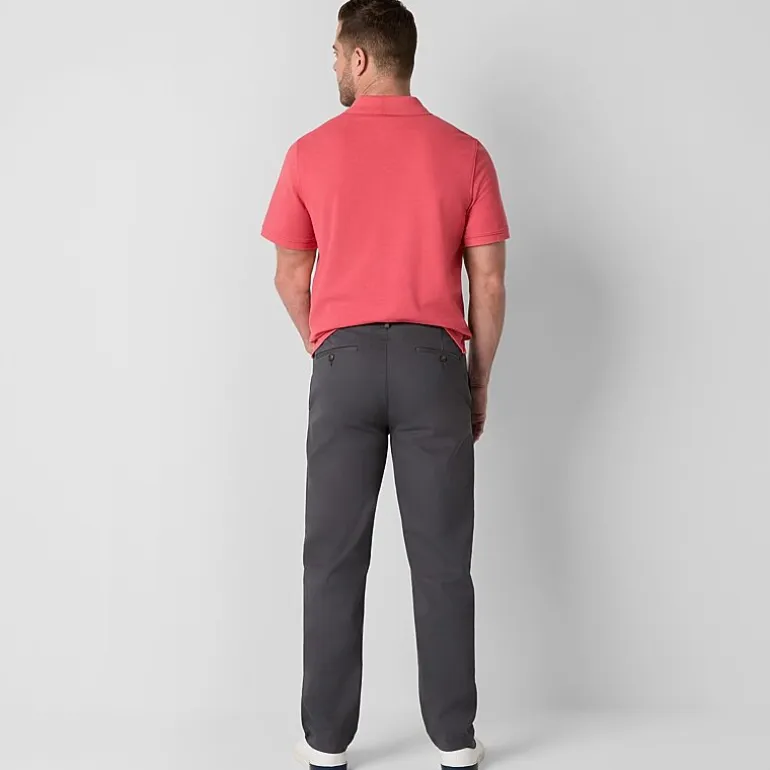 St. John's Bay Dexterity Stretch Chino Mens Adaptive Adjustable Features Easy-on + Easy-off Straight Fit Flat Front Pant