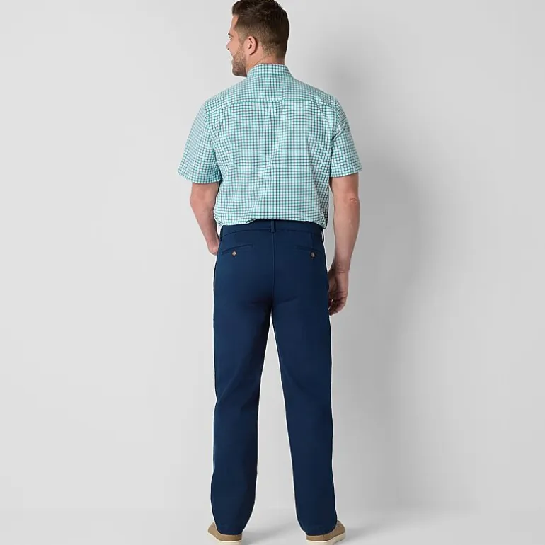 St. John's Bay Dexterity Stretch Chino Mens Adaptive Adjustable Features Easy-on + Easy-off Straight Fit Flat Front Pant