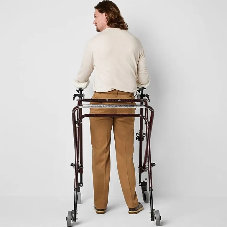 St. John's Bay Dexterity Universal Wrinkle Free Easy Care Mens Adaptive Adjustable Features Easy-on + Easy-off Classic Fit Flat Front Pant