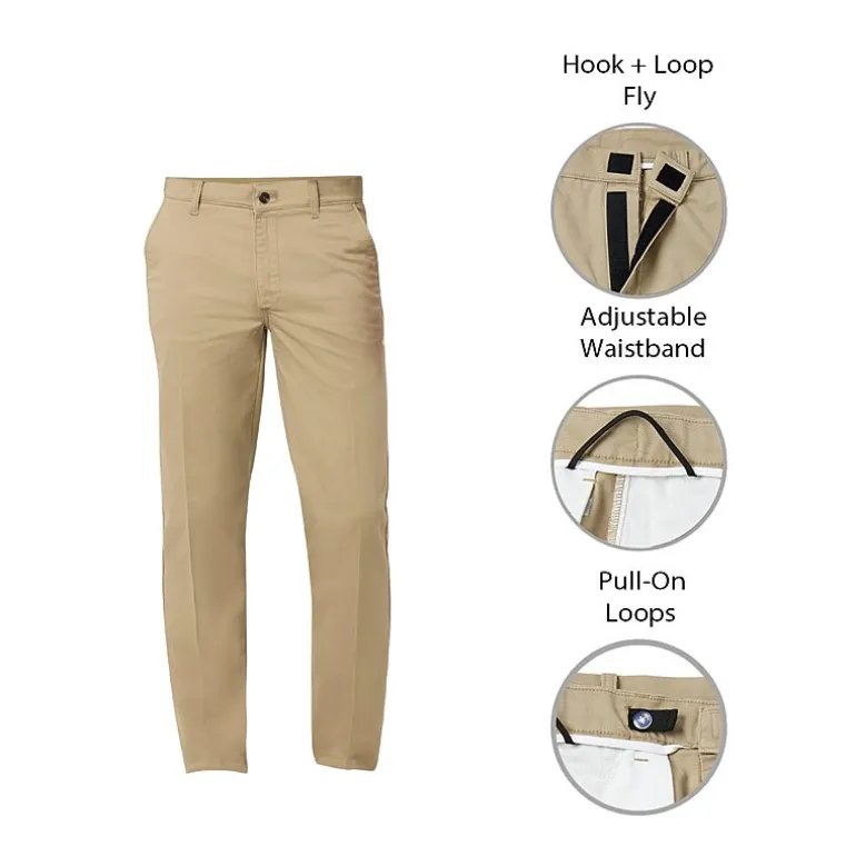 St. John's Bay Dexterity Universal Wrinkle Free Easy Care Mens Adaptive Adjustable Features Easy-on + Easy-off Classic Fit Flat Front Pant