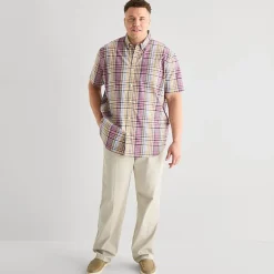 St. John's Bay Everyday Stretch Mens Short Sleeve Classic Fit Big and Tall Button-Down Shirt