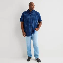 St. John's Bay Everyday Stretch Mens Short Sleeve Classic Fit Big and Tall Button-Down Shirt