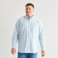 St. John's Bay Everyday Stretch Mens Long Sleeve Classic Fit Big and Tall Button-Down Shirt
