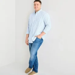 St. John's Bay Everyday Stretch Mens Long Sleeve Classic Fit Big and Tall Button-Down Shirt
